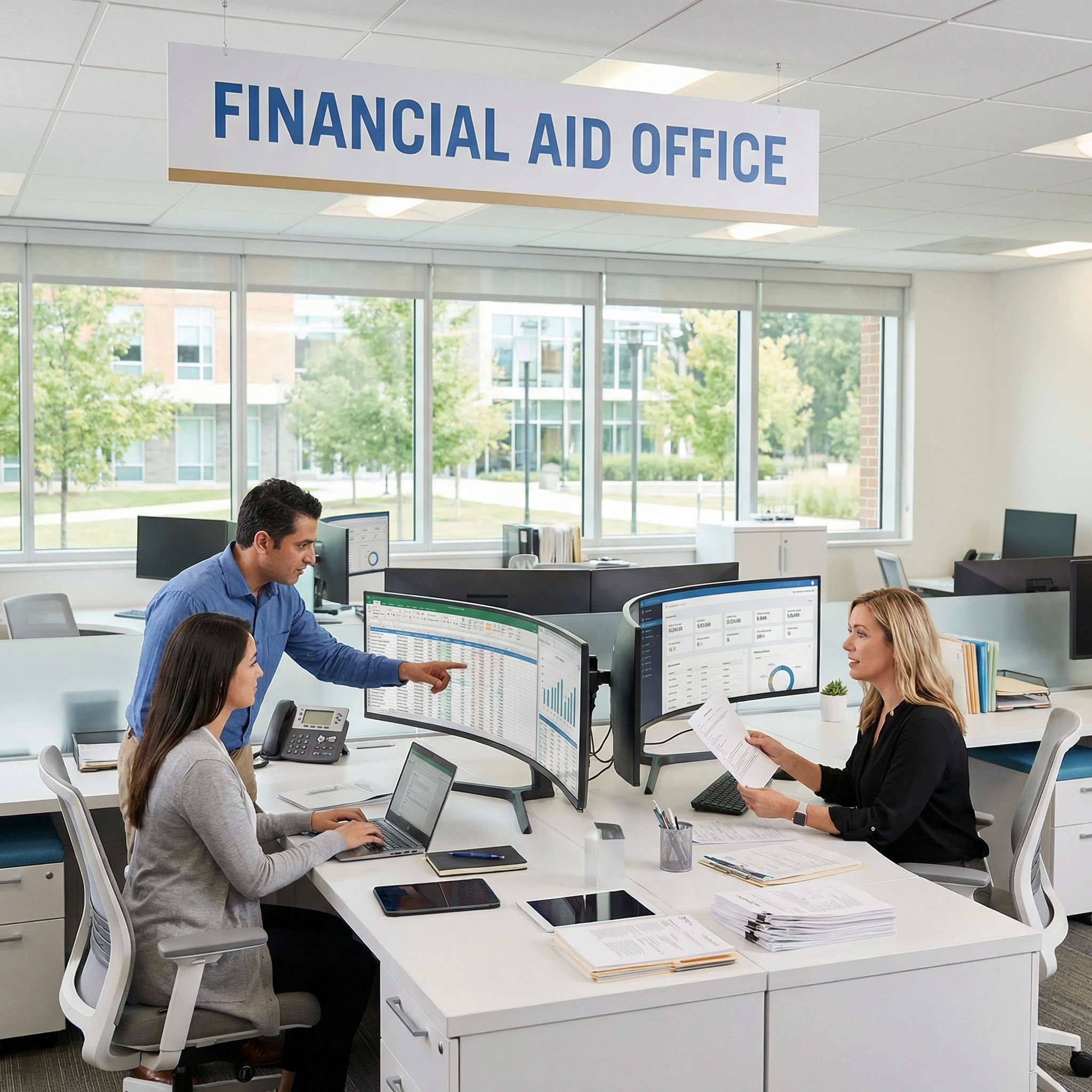 Financial aid lifecycle management software dashboard for higher education and career schools